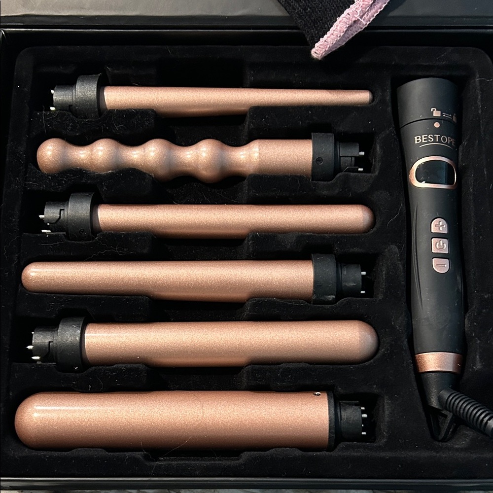Rose Gold Hair Curling Wand Set